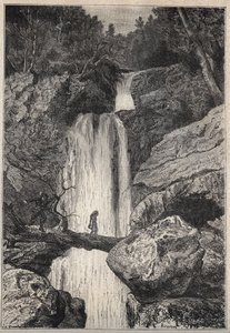 De Linklater-waterval - 19e eeuw illustratie voor de historische roman 