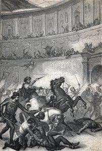 Het Bloedbad van Thessaloniki in 390. Gravure 1884 door Unknown artist