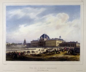 De Militaire School van de Invalides, uitzicht op het Champ de Mars door Unknown artist