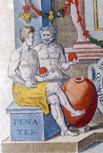 De Penaten. (huisgoden die de stad of het huis beschermen) door Unknown artist