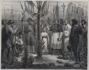 De aanplant van een vrijheidsboom tijdens de revolutie - gravure in 