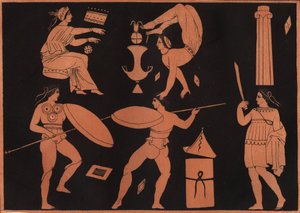 De Pyrrhichiosdans (Pyrrhische dans) - gravure uit 