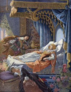 De Schone Slaapster van Perrault. 19e-eeuwse chromolithografie