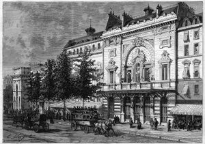 Het Théâtre de la Porte Saint-Martin in Parijs in 1873. door Unknown artist