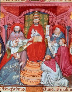 De tegenpaus Clemens VII (Robert de Genève) (1342-1394) die zijn wetten uitroept door Unknown artist