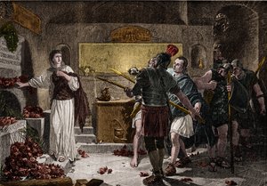 De catacomben van Rome werden gebruikt om christelijke martelaren te begraven in de eerste eeuw zonder enige obstakels van de Romeinen. Rond 257, onder het bewind van keizer Valerianus, begon de vervolging tegen de doden en werden veel christenen vervolgd door Unknown artist
