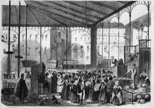 De centrale markt van Parijs: de vismarkt in 1858 door Unknown artist