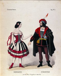 De personages van Maddalena en Sparafucile in Act III van de opera 
