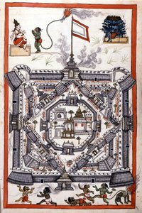 De stad Lanka (Ceylon, Ceylon) in een 17e-eeuws papieren manuscript. door Unknown artist