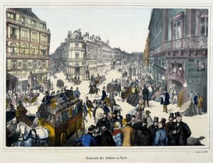 De menigte op de boulevard des Italians door Unknown artist