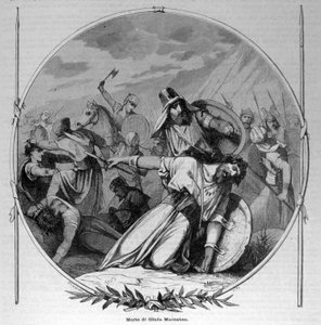 De dood van Judas Makkabeüs tijdens de Makkabese opstand tegen de Seleuciden in 160 v.Chr. Gravure uit de 19e eeuw. door Unknown artist