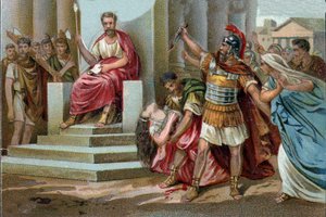De dood van Virginia. In 449 v.Chr. claimt Appius Claudius, decemvir onder de Republiek van Rome, Virginia (Verginia), dochter van de Centurion Virginius (Verginius), als zijn slaaf. Misbruik makend van zijn macht laat hij haar arresteren.