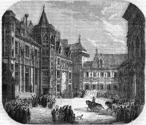 Het huis van Jacques Coeur (ca. 1400-1456), de zilversmid van koning Karel VII. Gravure uit de 19e eeuw.