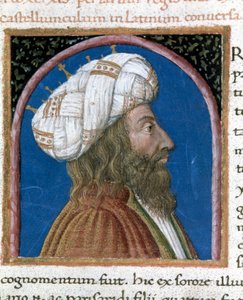 De koning van Perzië Artaxerxes III Ochos (overleden 338 v.Chr.) Miniatuur uit 