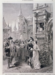 De laatste scène van De Schone Maagd van Perth, opera door Georges Bizet, in het Teatro Argentina in Rome door Unknown artist