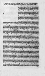 De levens van beroemde mannen. Pagina uit het boek van Plutarch di Cheronee, ook wel 
