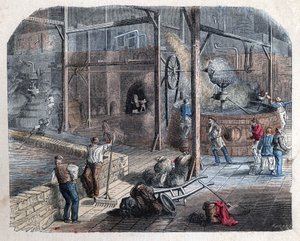 De bierproductie. 19e-eeuwse illustratie. Bianchetti collectie. door Unknown artist