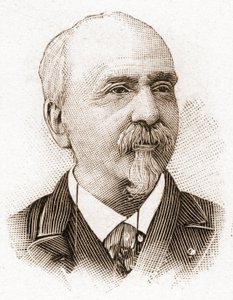 De leden van de Académie Française in 1895: portret van Victor Cherbuliez, romanschrijver, toneelschrijver, essayist, Franse literair criticus.