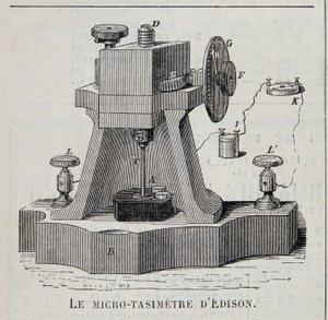 De micro-tasimeter van Edison - gravure, eind 19e eeuw door Unknown artist