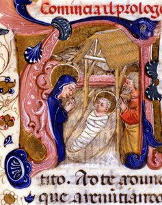 De Geboorte. 15e-eeuws manuscript door Unknown artist