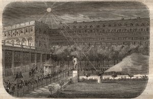 Het middagkanon (zonkanon) bij het Palais Royal in Parijs. Gravure uit 1857 in 