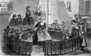 De crèche van de crèche Sainte Eugenie de la rue de Crimée in Parijs in 1870