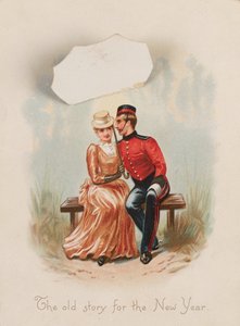 Het oude verhaal voor het nieuwe jaar?, Nieuwjaarskaart, circa 1885 door Unknown