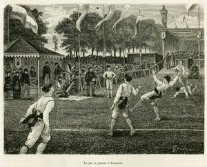 Het palmspel in Franeker (Nederland). Gravure ter illustratie van het verhaal 