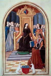 De regentes van Frankrijk Louise de Savoie ontvangt het boek van twee schepenen van de stad Amiens