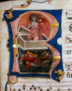 De opstanding van Christus, miniatuur uit een koorperkament door Unknown artist