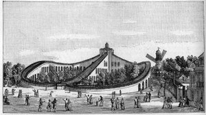 De achtbaan van de Beaujon-tuin in Parijs in 1821. In “Nature. Review of sciences and their applications to the arts and industry.” 1888