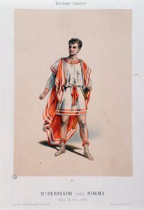 De zanger Achille De Bassini die Pollione speelt in de opera La Norma