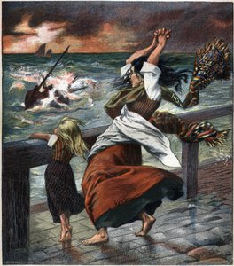 De vrouw van de zondaar. Gravure uit 1892.