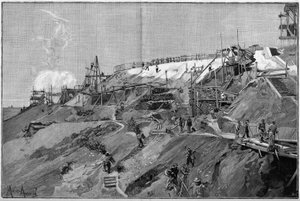 De zuidelijke steunwerken van Montmartre in Parijs, in 1887 door Unknown artist