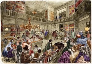 De winkel van de boekhandel Nouvelle, boulevard des Italiens in Parijs in 1860