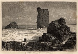 De ruïnes van Birs Nimroud, geïdentificeerd als de mythische toren van Babel. Gravure ter illustratie van de reis naar Babylon, in 1866, door Guillaume Lejean, in Le tour du monde, nouveau journal des voyages