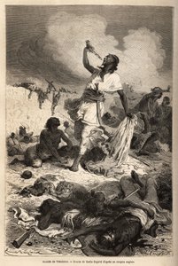 De zelfmoord van de keizer (negus) van Ethiopië Theodoros II (Tewodros) (circa 1818-1868), op 13 april