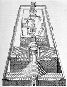 De tempel van Salomo in Jeruzalem, volgens een van de figuren die op de vloer van de loges moeten worden getekend tijdens de Franco-Masonic recepties - in 
