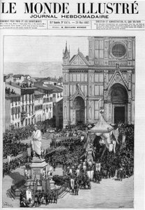 De overbrenging van de stoffelijke resten van Gioacchino Rossini in de kerk van Santa Croce in Florence (Italië), in 