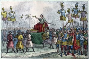 De triomf van Belisarius (v. 505-565), Byzantijnse generaal. Hij heroverde Noord-Afrika van de Vandalen in 533-534. In 