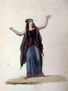 De heks Medea na de cyclus van de Argonauten. 19e-eeuwse tekening.