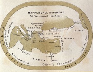 De wereldkaart van Homerus. 9e eeuw v.Chr.