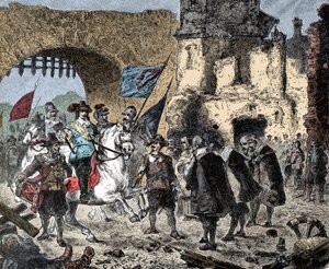 Dertigjarige Oorlog: Generaal Bernard van Saksen-Weimar (Saksen-Weimar) (1604-1639) tussen de overwinnaars bij Breisach (Duitsland) - Bernhard van Weimar betreedt Breisach