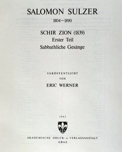 Titelpagina van Schir zion door Salomon Sulzer