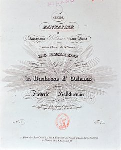 Titelpagina van muzikale partituur van Grande Fantaisie door F Kalkbrenner door Unknown artist