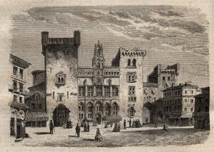Stadhuis van Narbonne - Languedoc-Roussillon-Midi-Pyrénées - Frankrijk - gravure in 