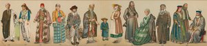 Traditionele klederdracht van Joodse mensen, uit 