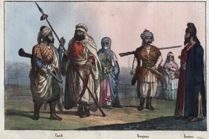 Traditionele Koerdische kostuums - Georgisch - Armeens door Unknown artist