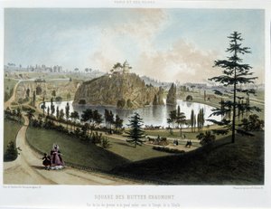 Transformaties van Parijs onder het Tweede Keizerrijk, Haussmann Parijs. De tuin van Buttes Chaumont door Unknown artist