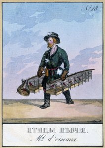 Reizende vogelhandelaar - Gravure uit de 19e eeuw